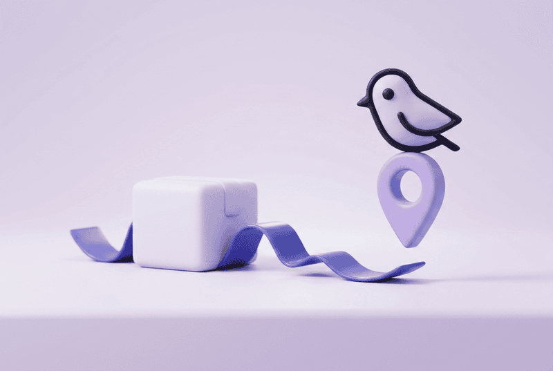 Storebird order tracking — the Storebird mascot on a delivery location pin beside a shipped WooCommerce parcel