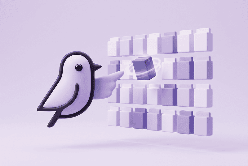 Storebird product intelligence for WooCommerce — the Storebird mascot reading a structured product catalog to match the right item